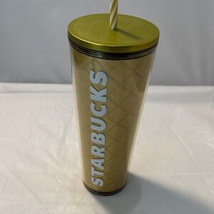 Starbucks Gold Tumbler with Straw
